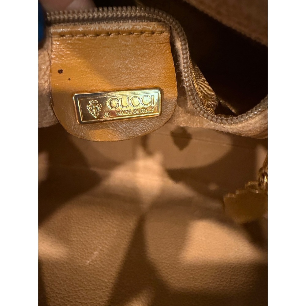 Gucci Microguccissima Satchel Medium Tan Brown Vintage Crossbody Bag Purse‎ - Picture 8 of 13